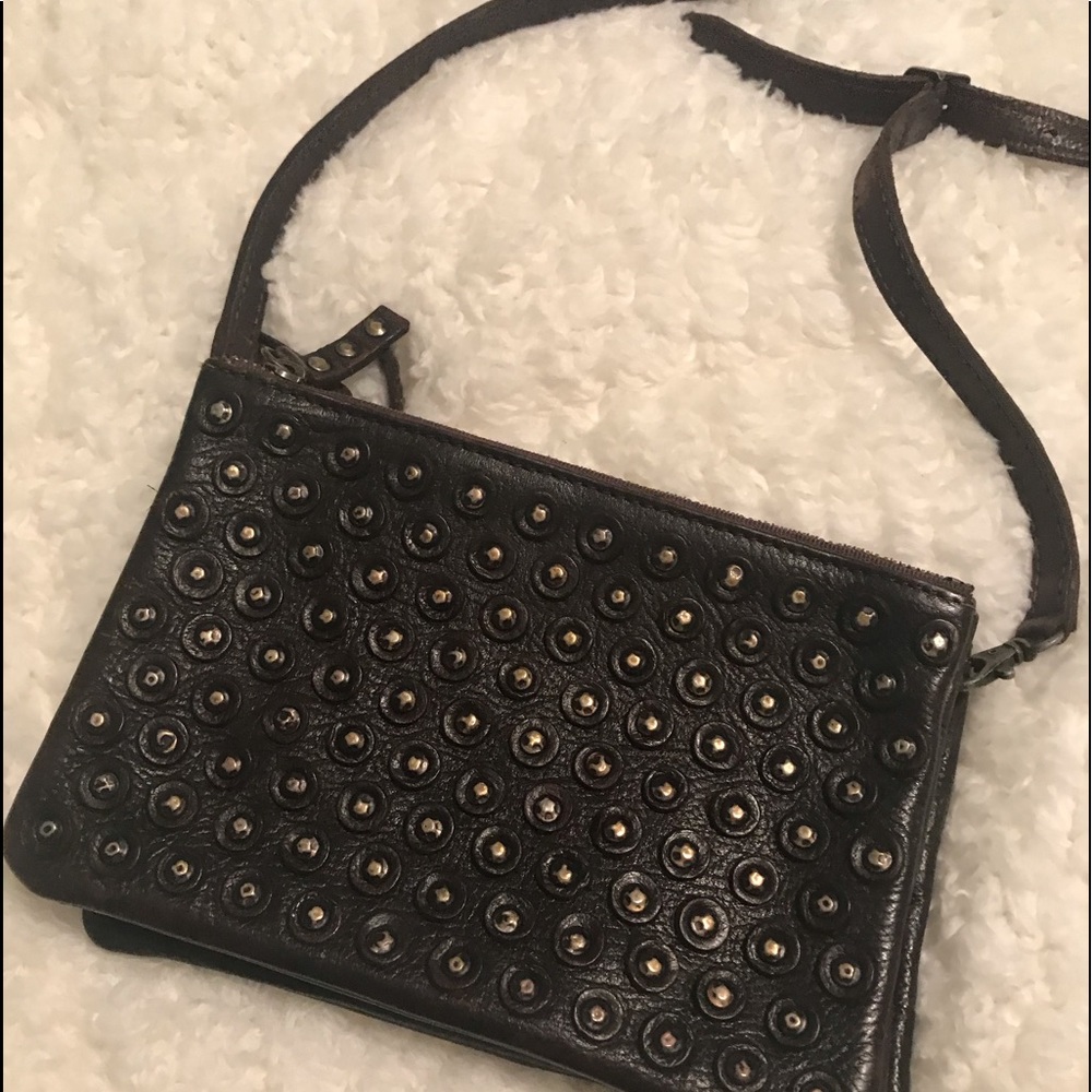 FRYE Full-Grain Leather studded crossbody